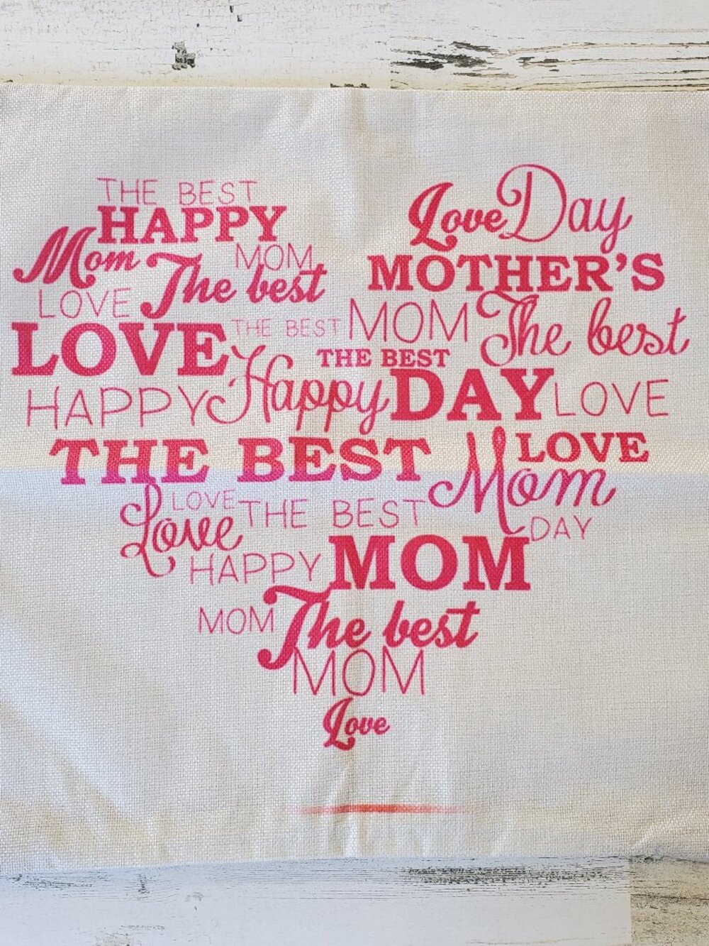 Burlap Mother's Day Accent Throw Pillow Cover NEW